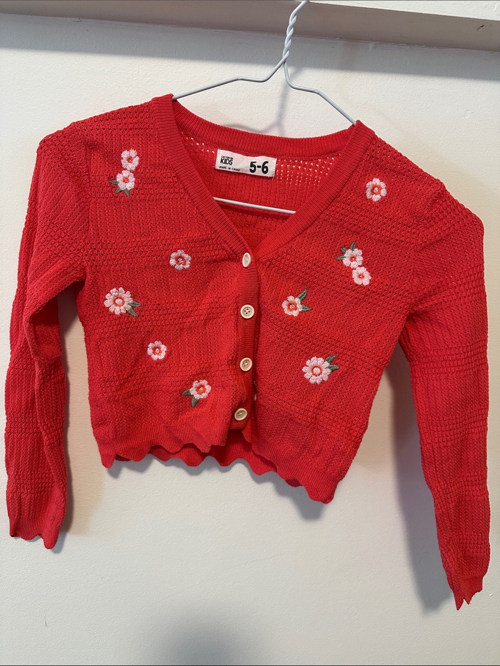 Cotton On Red Floral Knit Cardigan